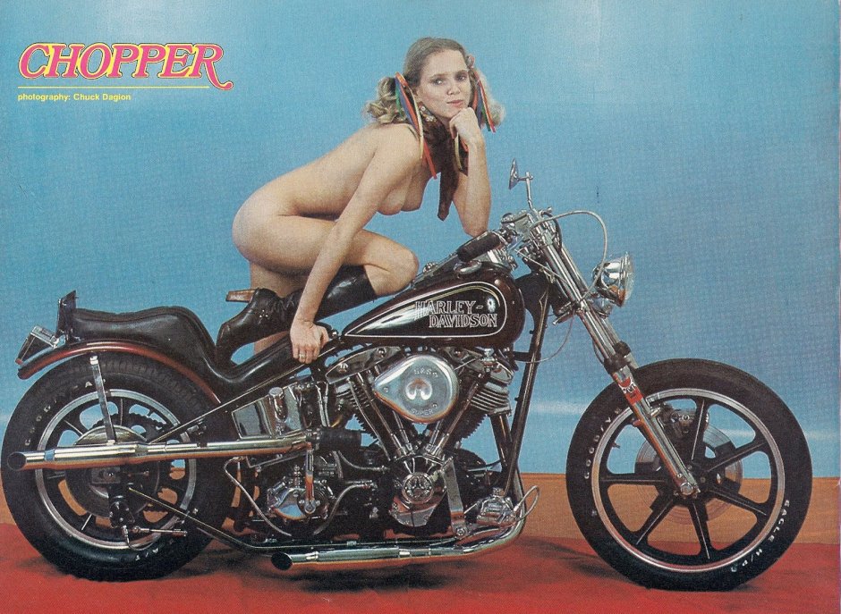 Moto with naked breasts