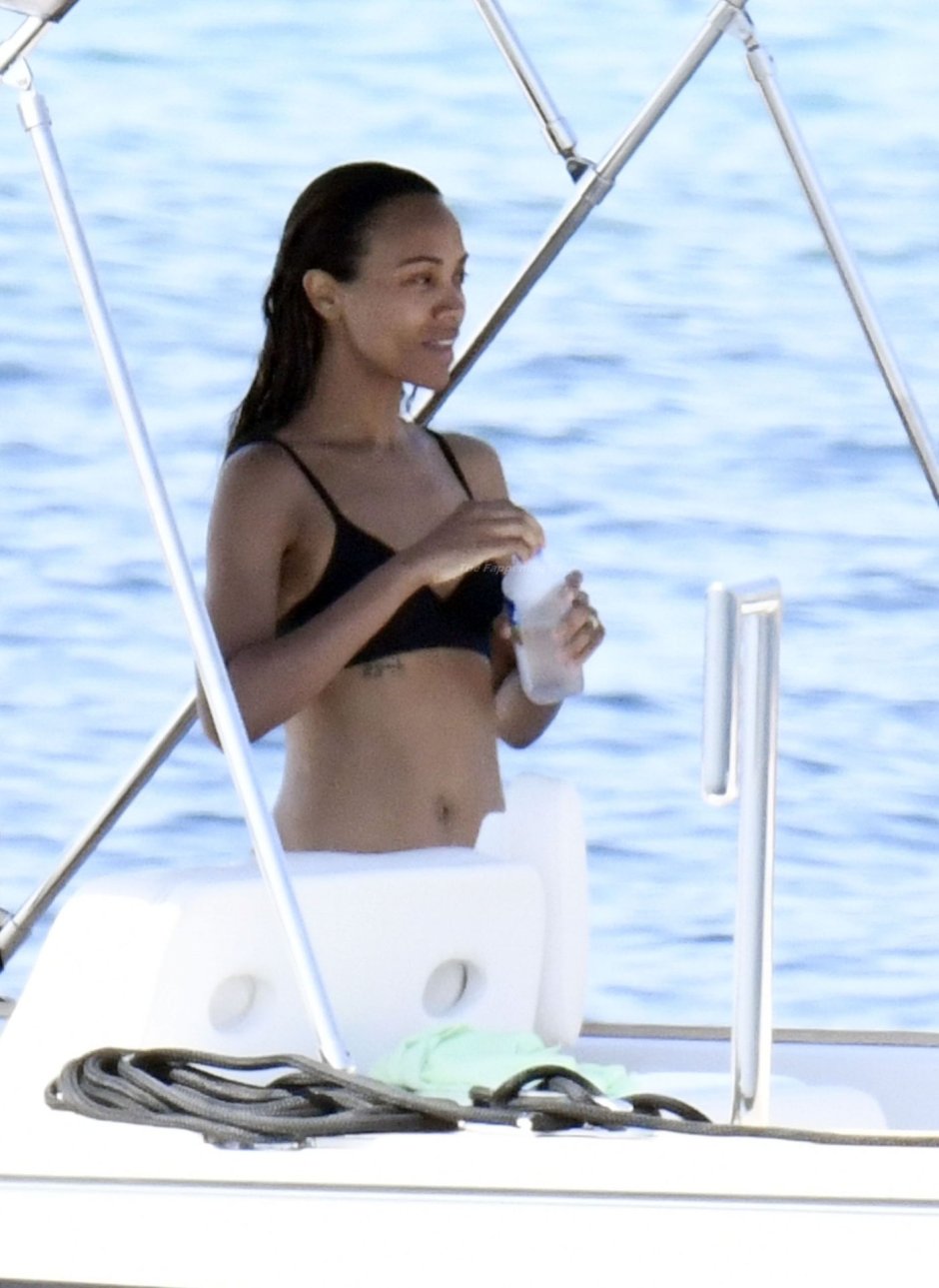 Zoe Saldana on a yacht