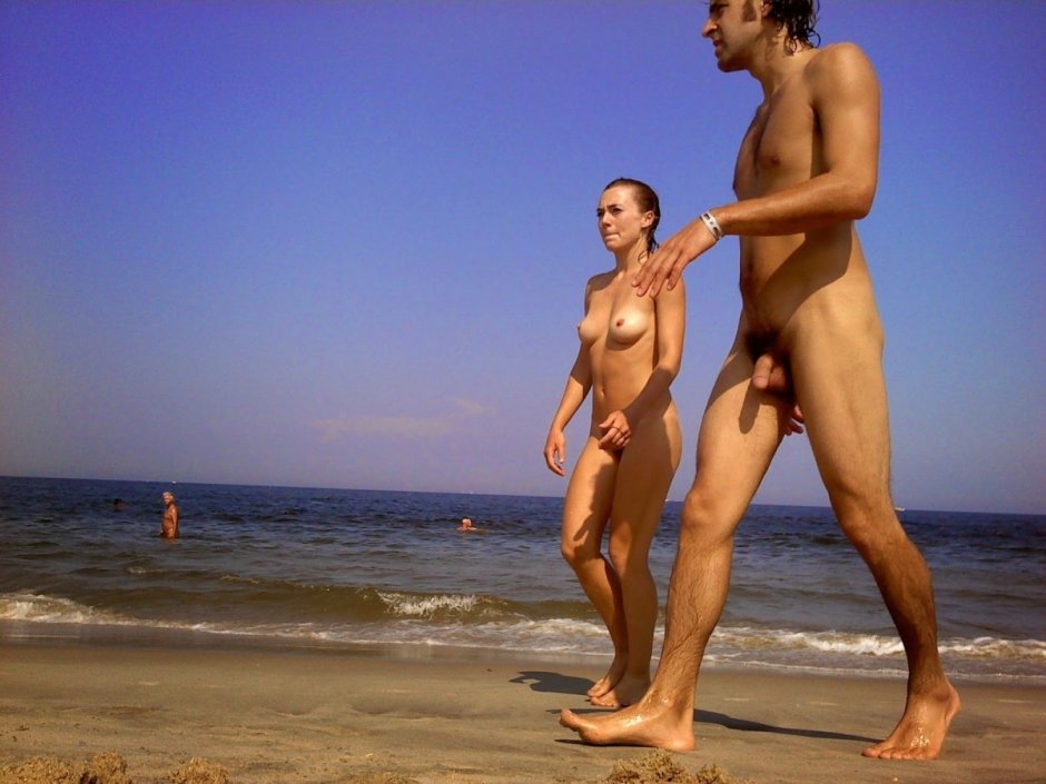 Naked young man in a public place