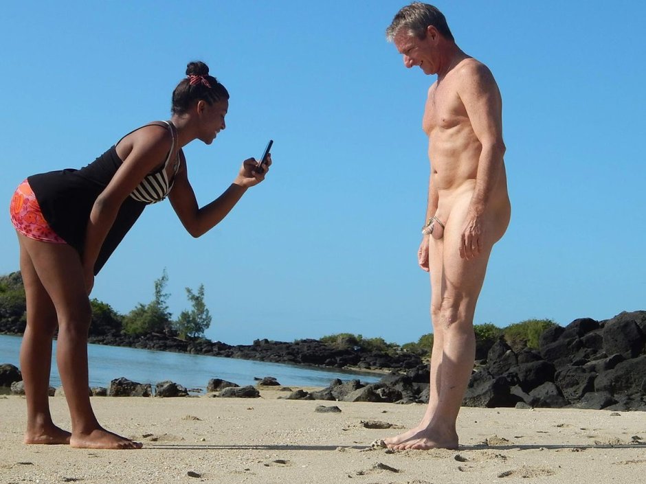 Exhibitionist man on the beach