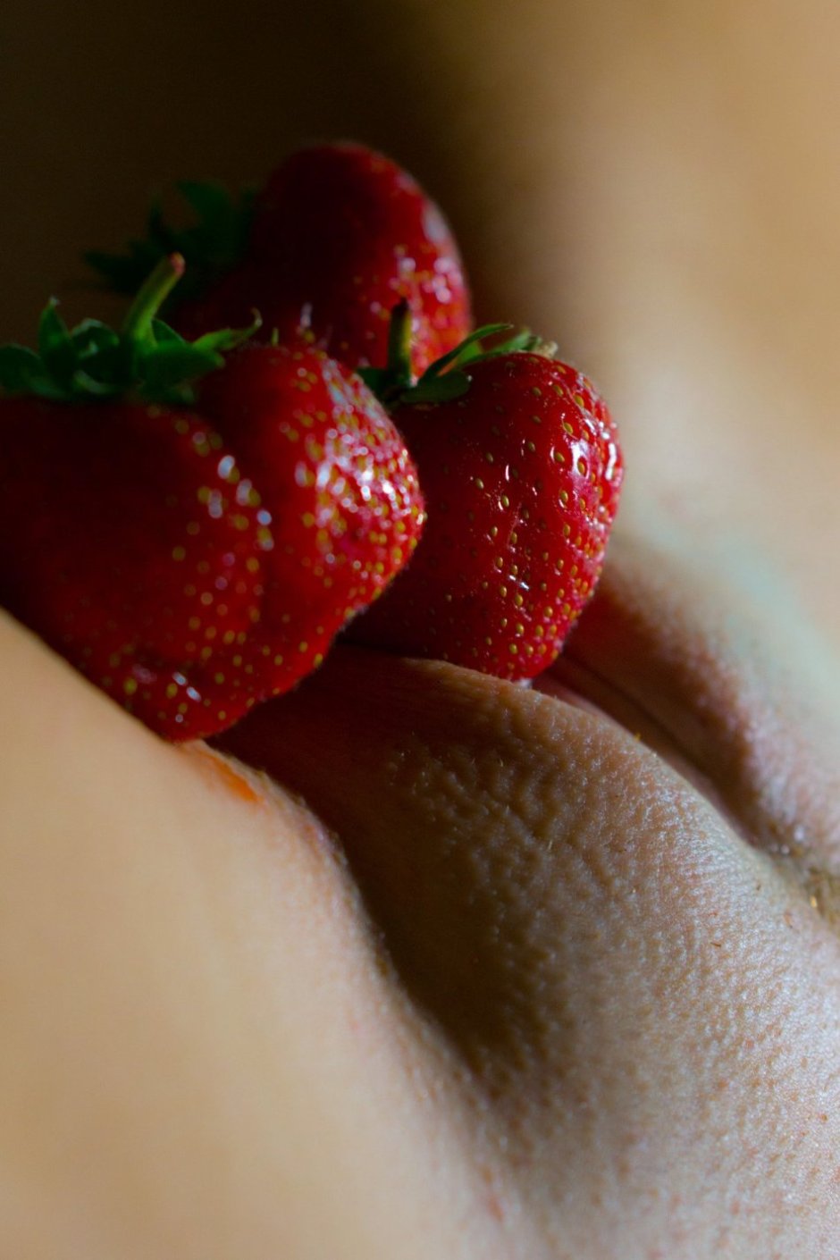 Cream strawberries erotic