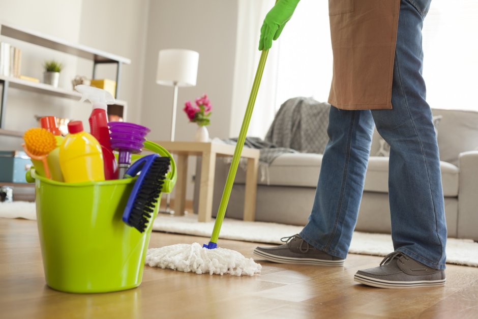 Cleaning the room