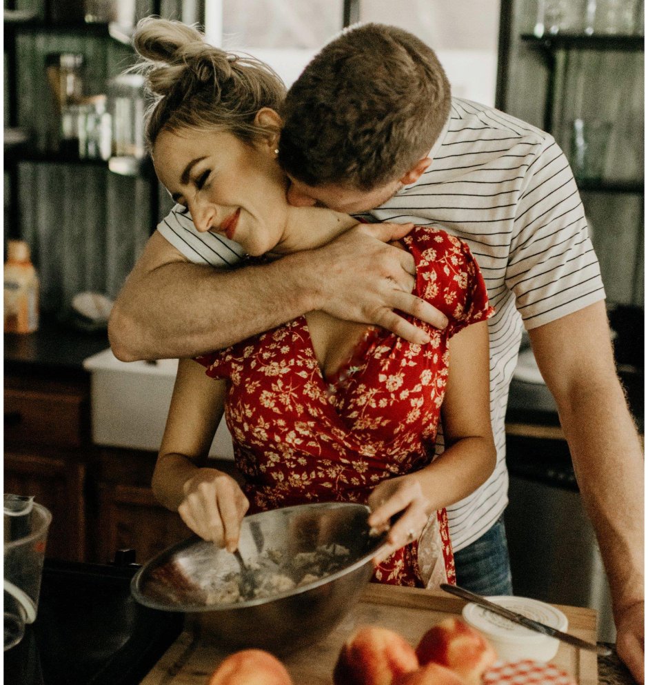 The guy and the girl have breakfast