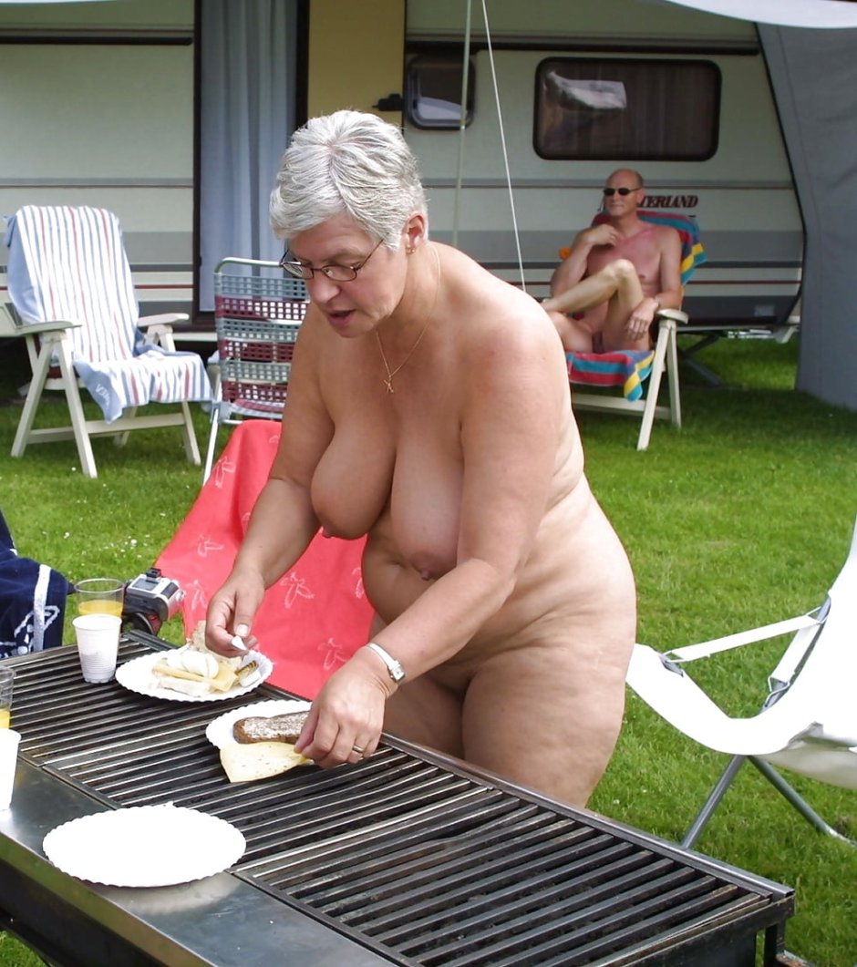 Old women nudist on the beach