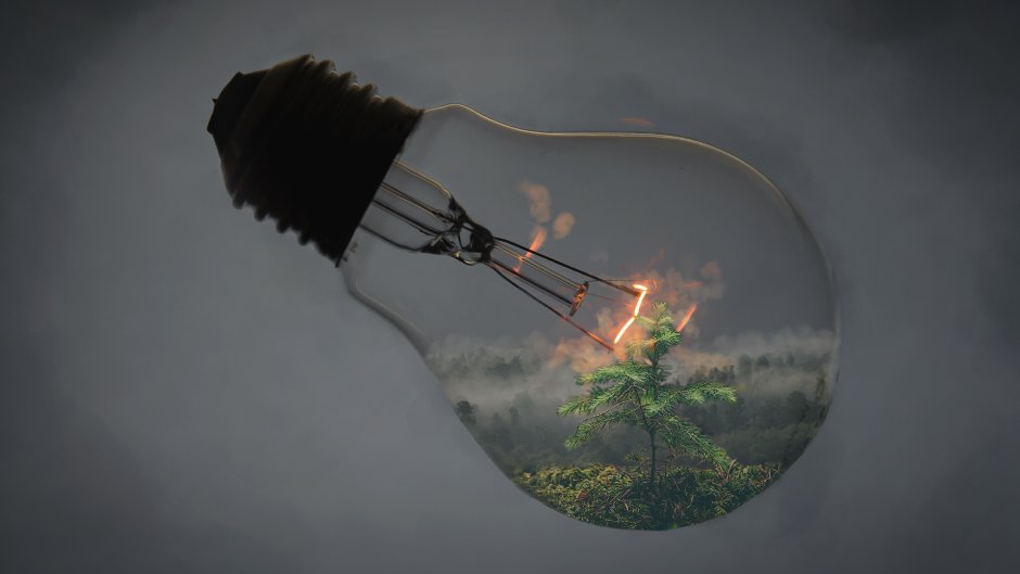 A light bulb with eyes