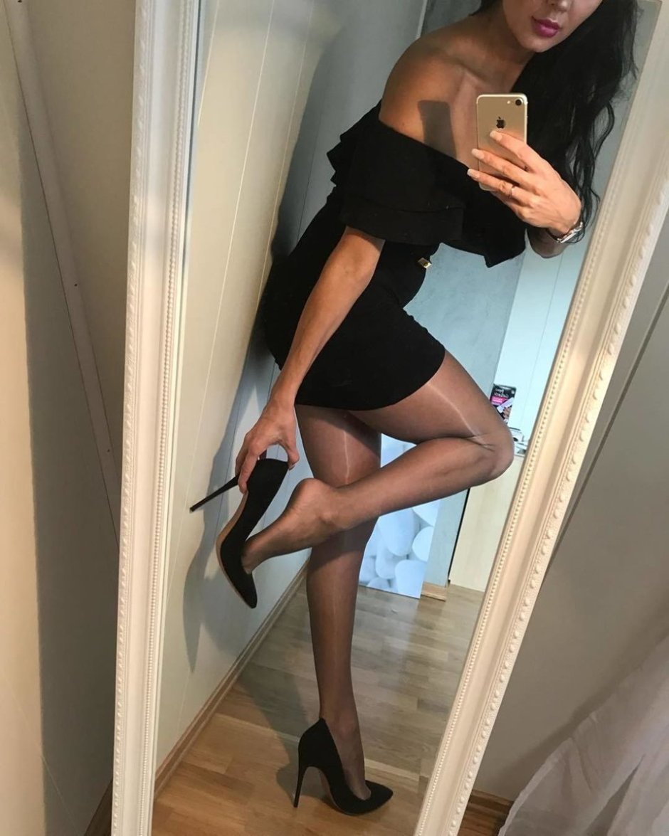 Selfie in dress and stockings