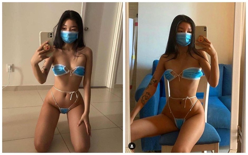 Mask girl instead of a swimsuit