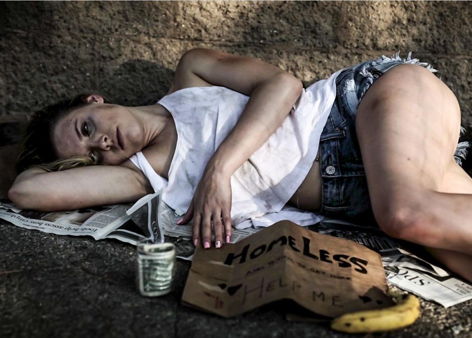 Pornography with homeless violence