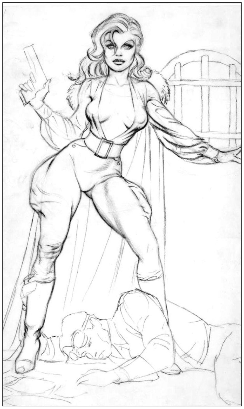 Comic characters in erotic linen art art