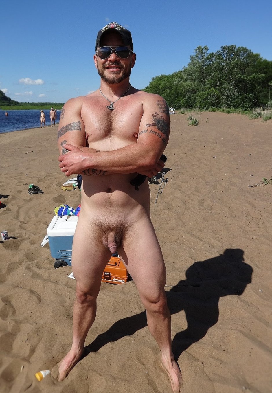 Mature naked men on the beach