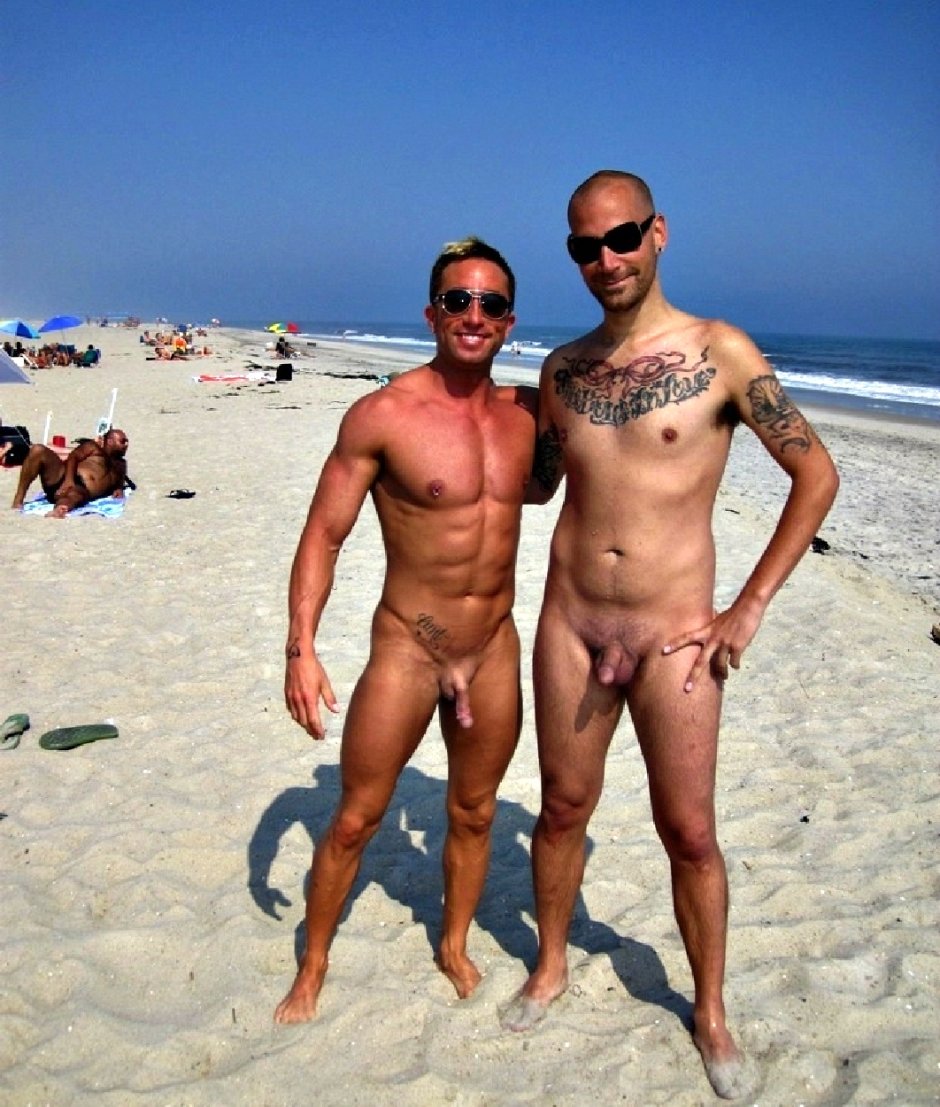 Naked men and women on the beach