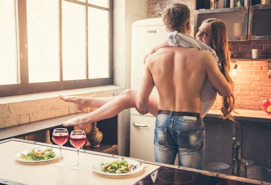 Guy and girl in the kitchen