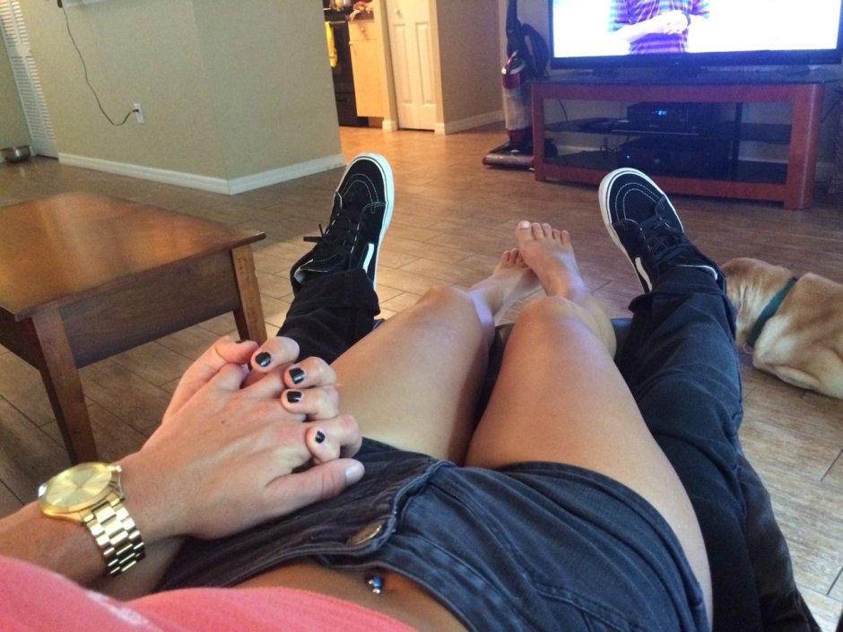 Girl's legs on a guy