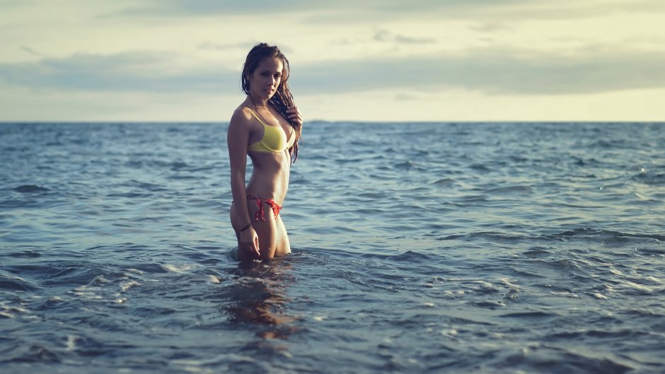 Girl at sea to waist
