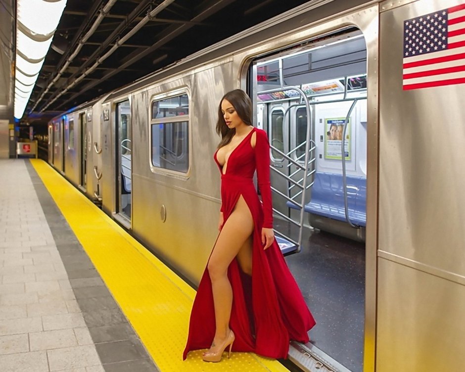 Gorgeous girls in the subway