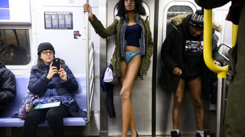 Promotion in the subway without pants New York