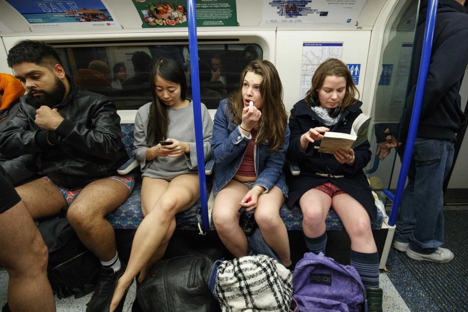 Naked in the Moscow metro