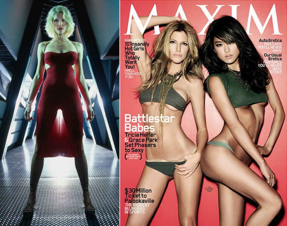 Tricia Helfer and Grace Park