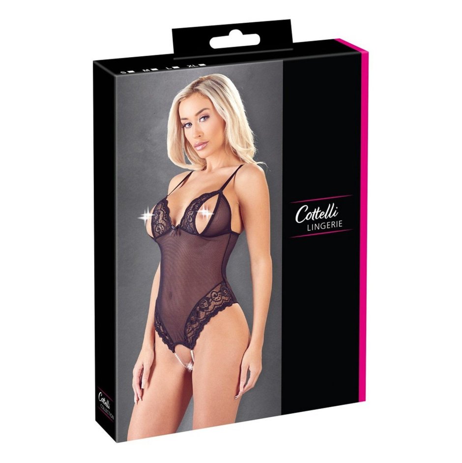 Crotchless Bodysuit with nude garter