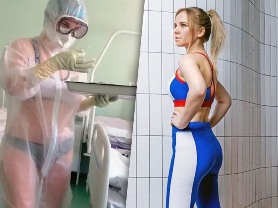 Beautiful girls in a nurse costume