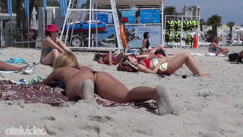 Girls in swimsuits in parks