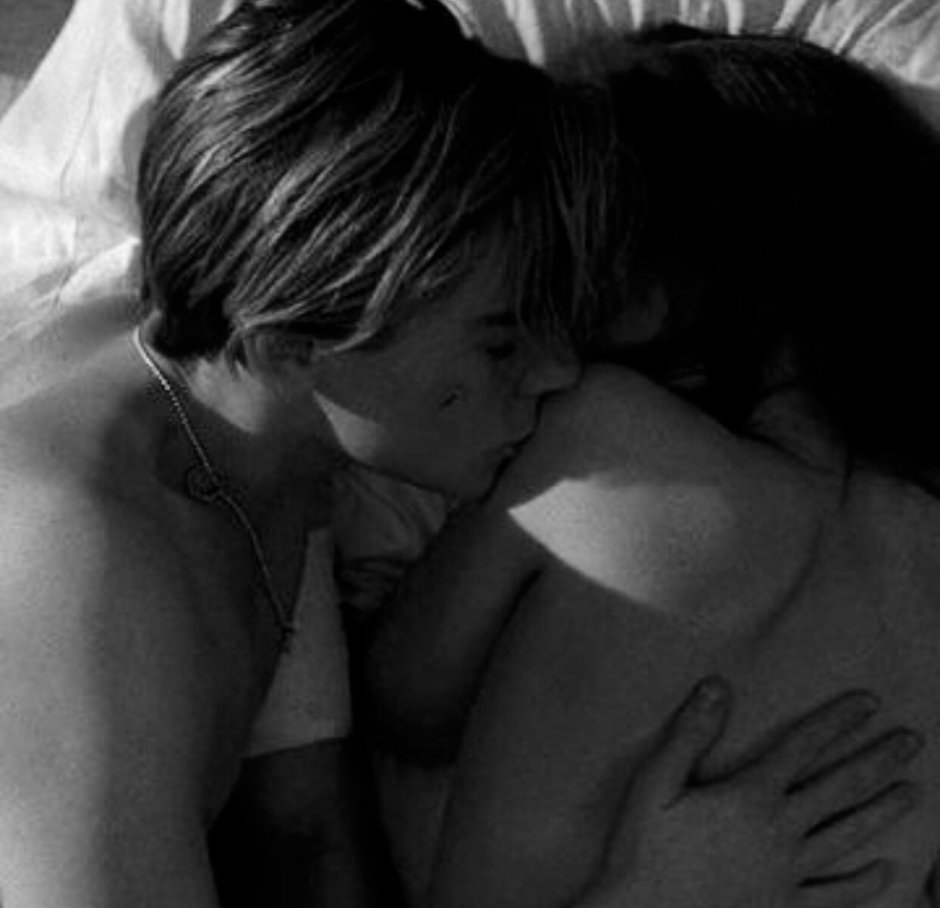 Tender hugs in bed