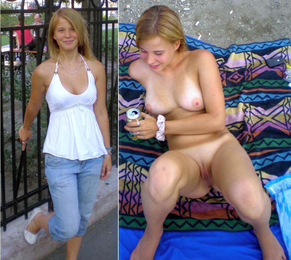 Adult women in clothes and without clothes