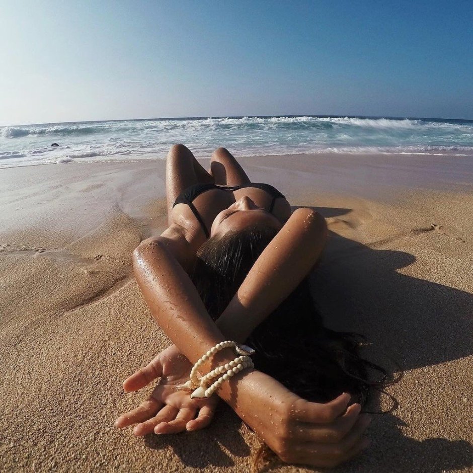 Girl brunette at sea