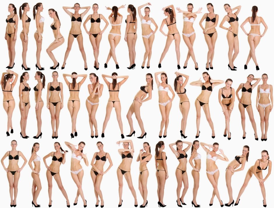 The figure of a woman from different angles