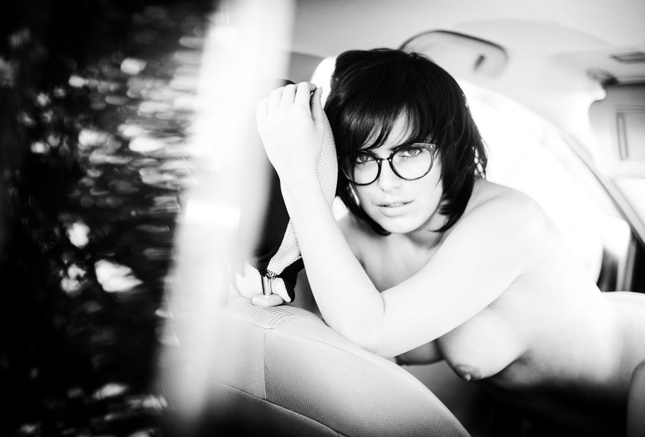 Naked women brunettes with glasses