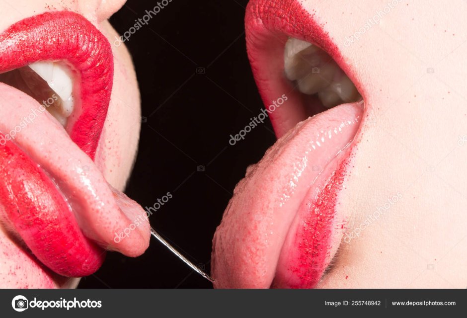 Lesbian kiss close -up