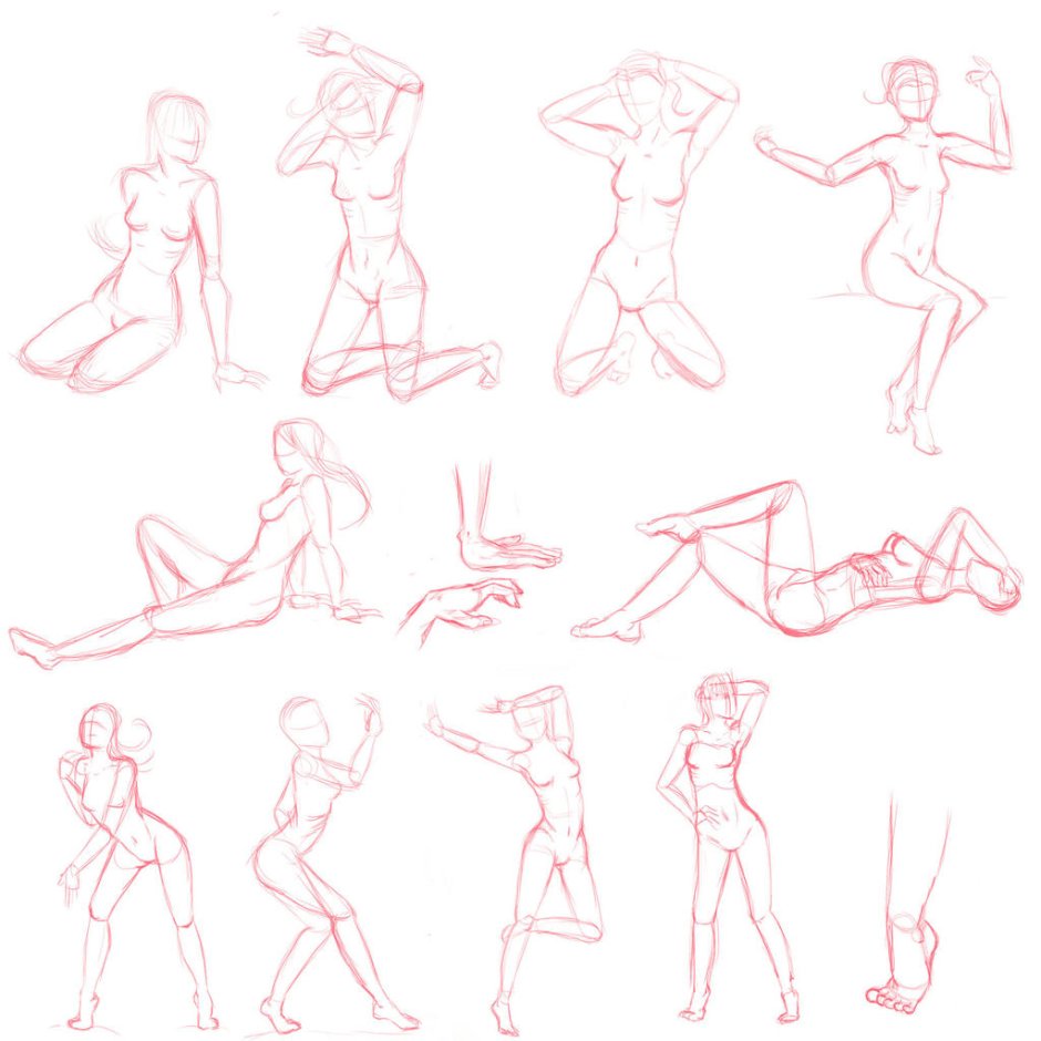 Pose for drawing female lying
