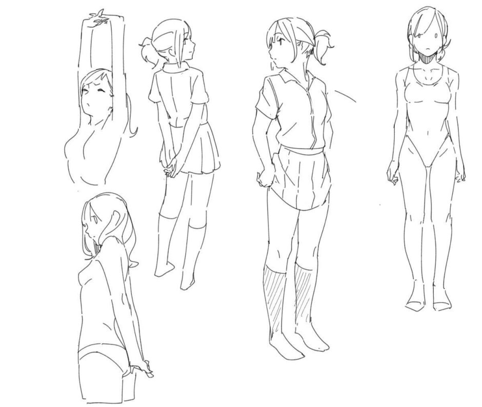 Cute pose for full -length drawing