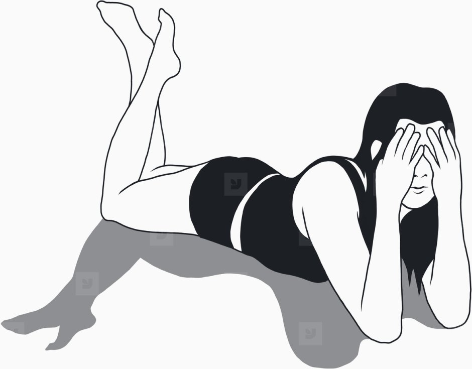 Drawing pose lying on the stomach