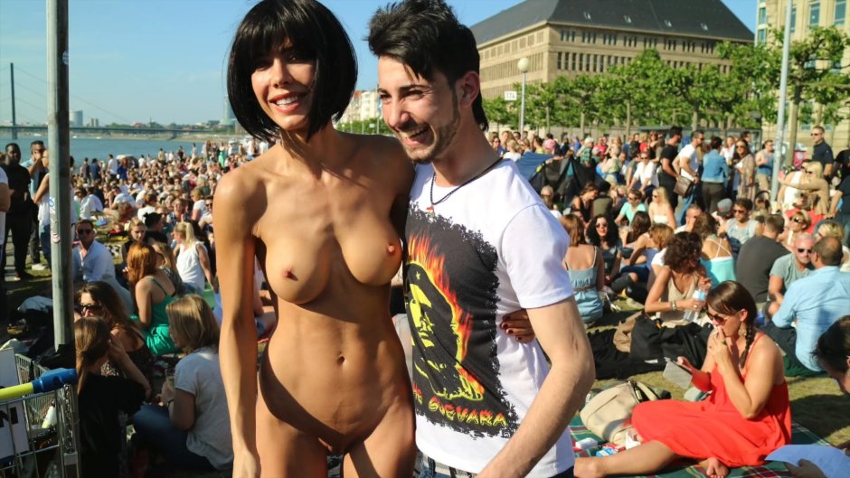 Naked women in front of the public