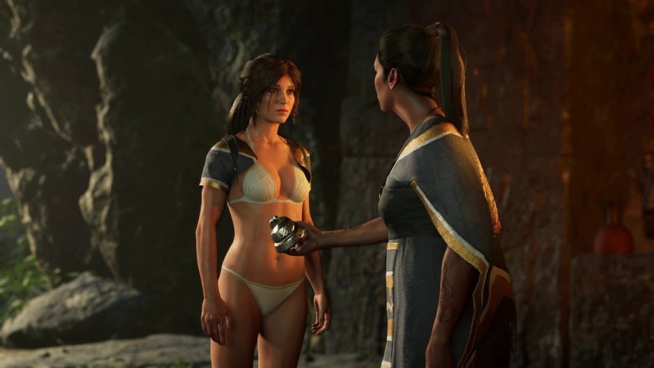 Angie Knight Lara Croft in underwear
