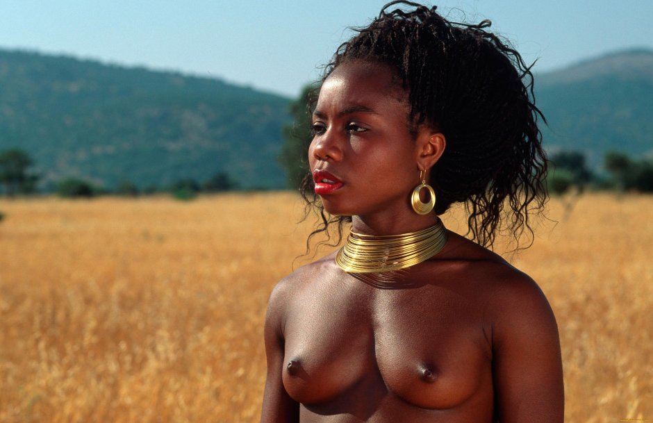 Sitting girls from African tribes
