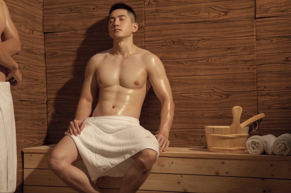 Beautiful guys in the bath