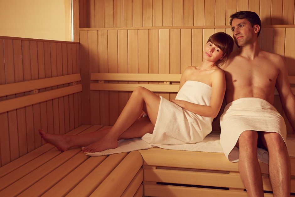 Man and woman in the sauna