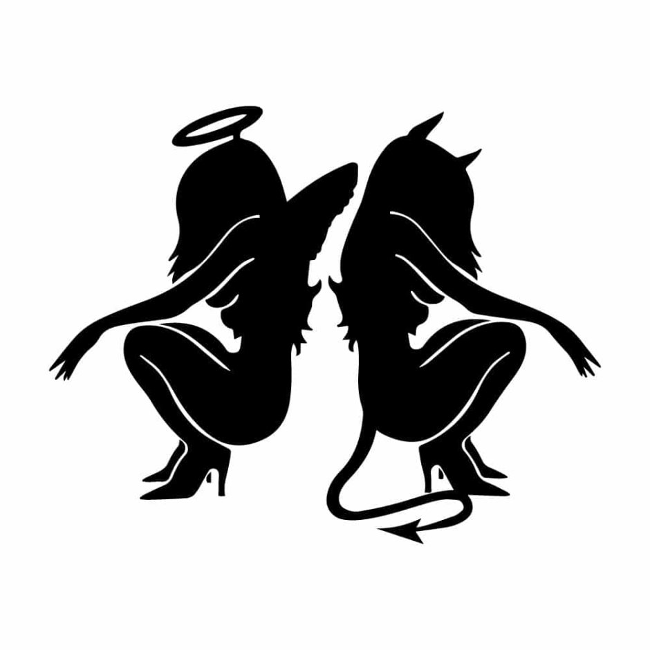 Angel and demon silhouette