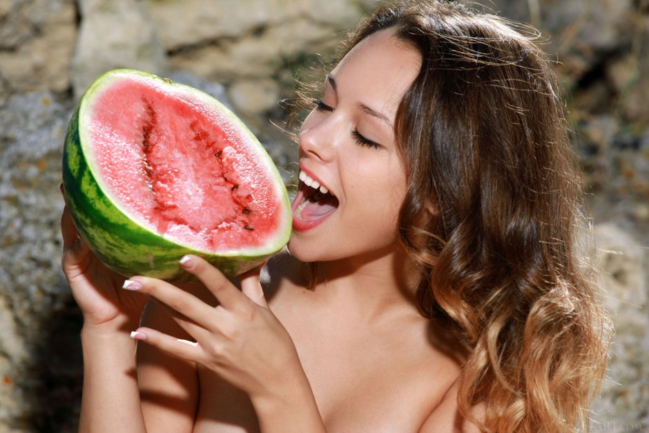 Demotivator ripe watermelon and decent woman