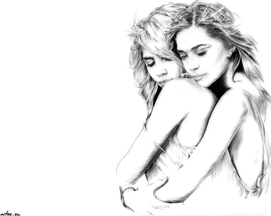 Two girls drawing