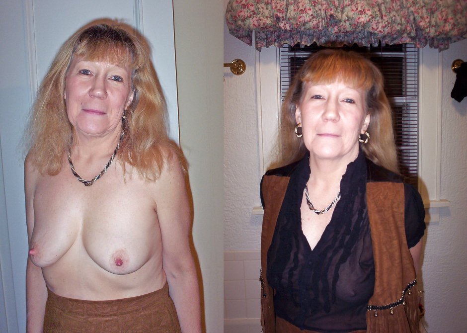 Dressed old women and naked men