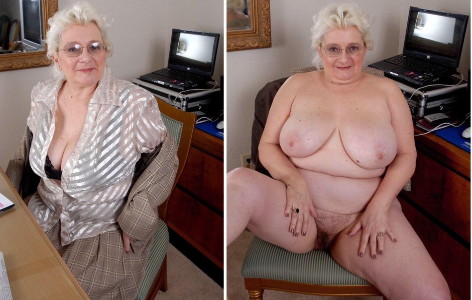 Old ladies in clothes and without