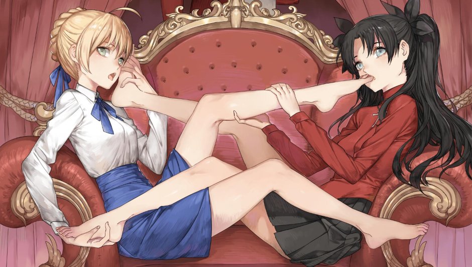 Fate Rin Tosaka and Saber
