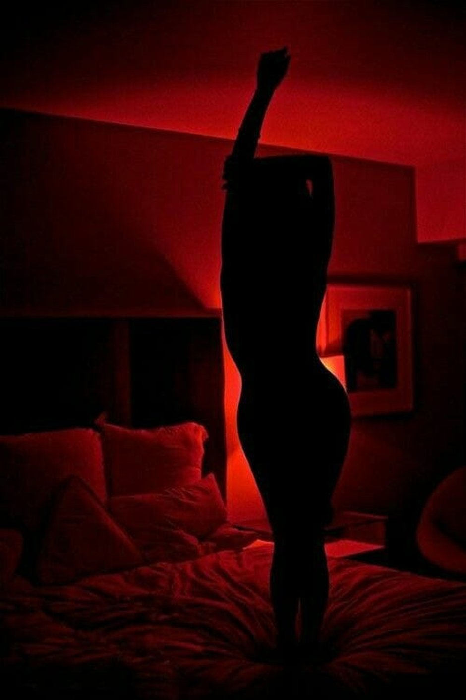 Female silhouette in the dark