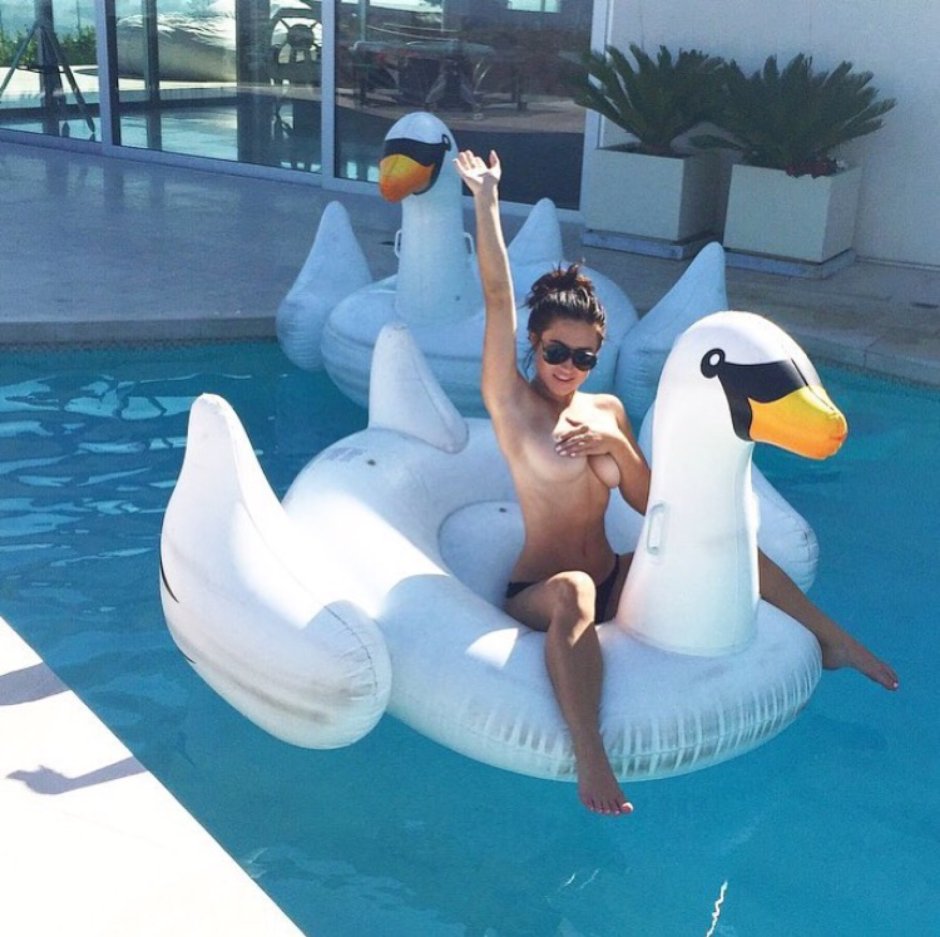 Girl with an inflatable duck