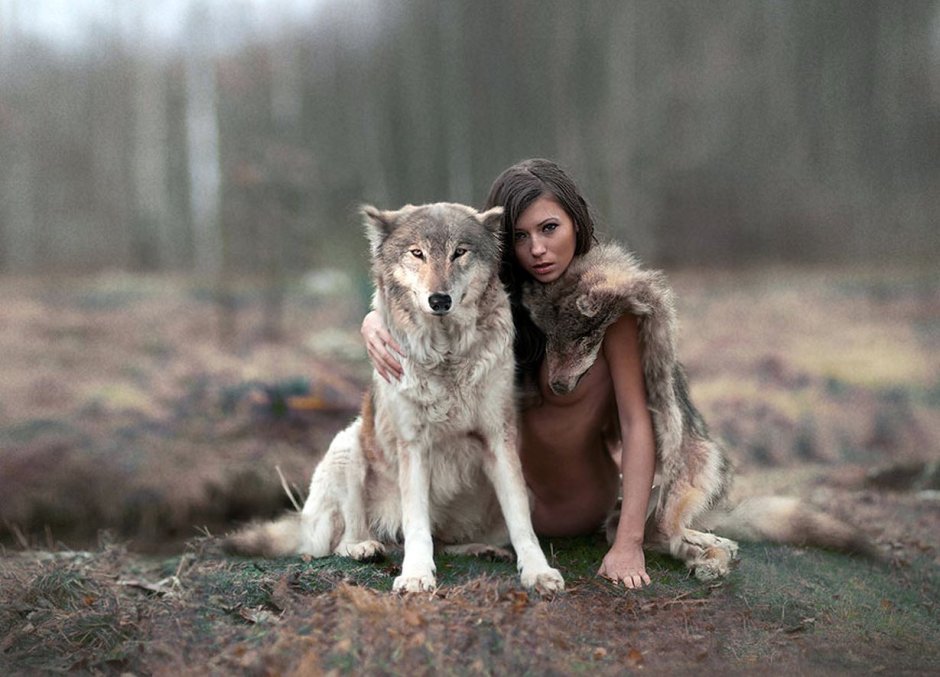 Girl and wolf