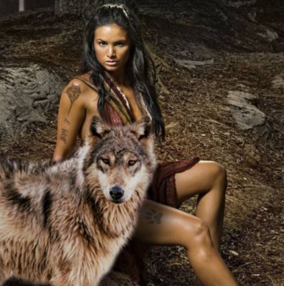 Photo shoot with a wolf female