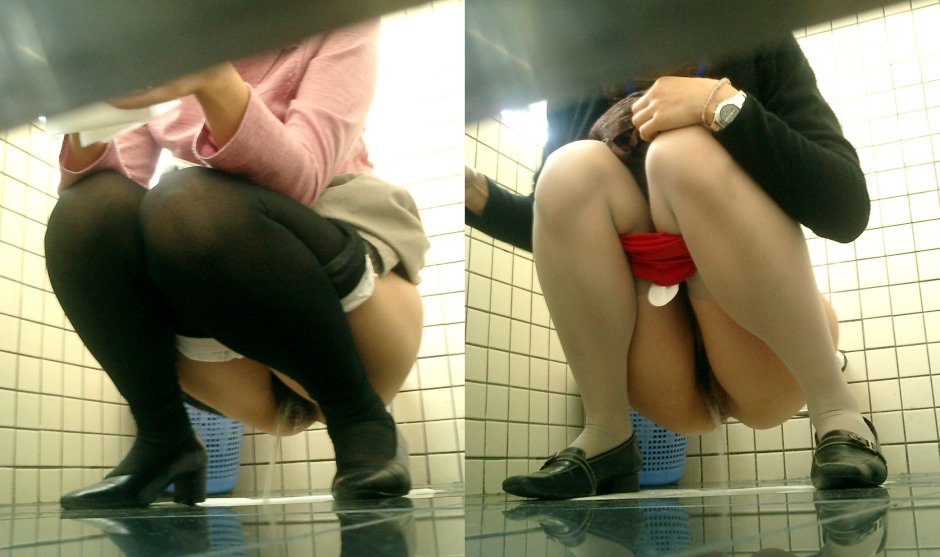 Women in the toilet below